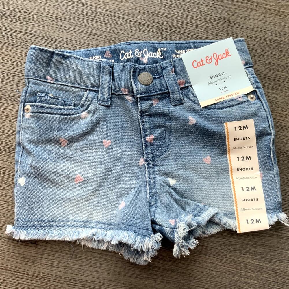 Girls' Hearts Denim Shorts, NWT,‎ 12.